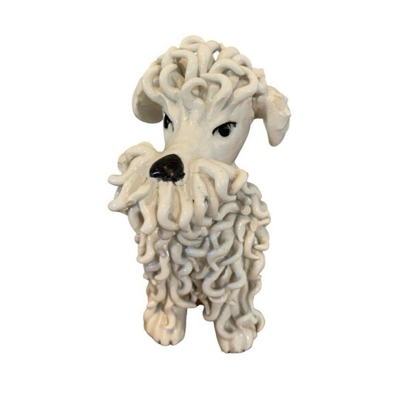 Italian Spaghetti Vintage Mid Century Ceramic Porcelain Poodle Dog Italy 5” - Picture 1 of 6